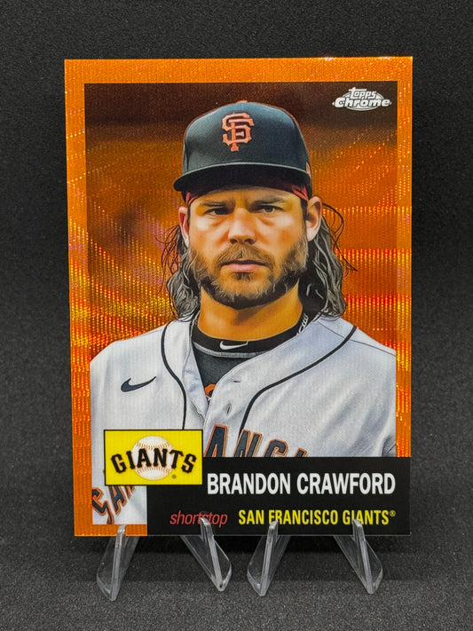 2022 Topps Chrome Platinum Anniversary Brandon Crawford #275 Orange Wave Refractor /25