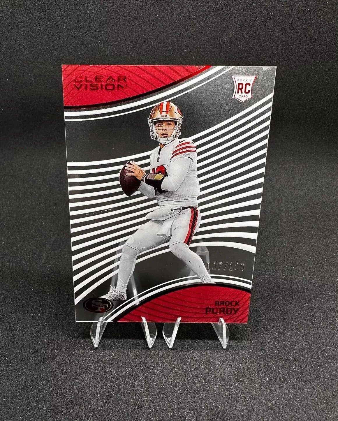 2022 Chronicles Clear Vision Brock Purdy Rookie RC Red /199 Color Match 49ers